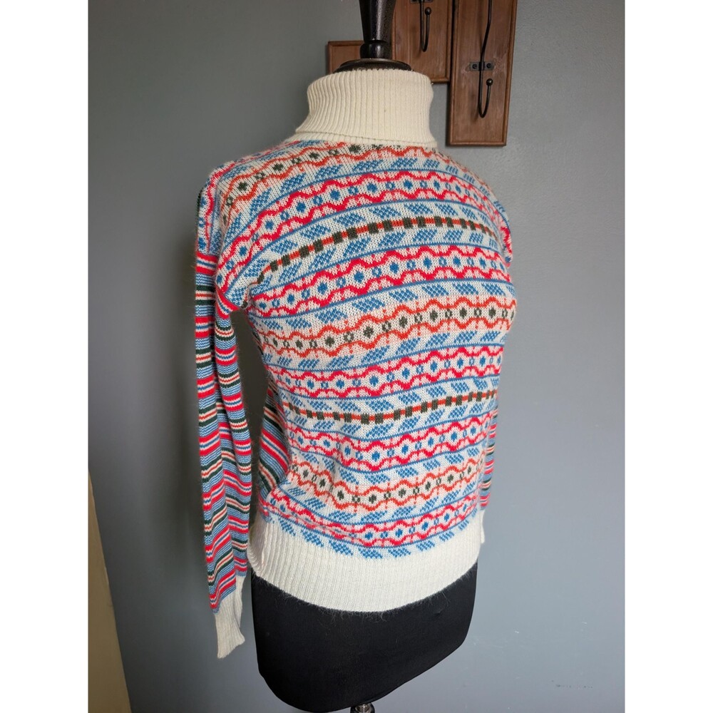 Vintage 80s Colorful Turtleneck Sweater